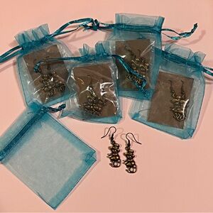 Bundle of 5 Elegant Bronze Christmas Earrings Set, Detailed Snowman Earrings